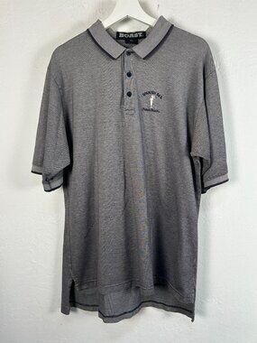 BOAST Mens Spanish Bay Pebble Beach Golf Polo Shirt Gray Heathered Preppy Large